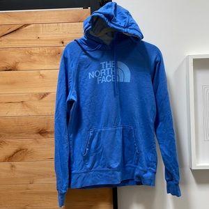 North Face light blue hoodie with logo.